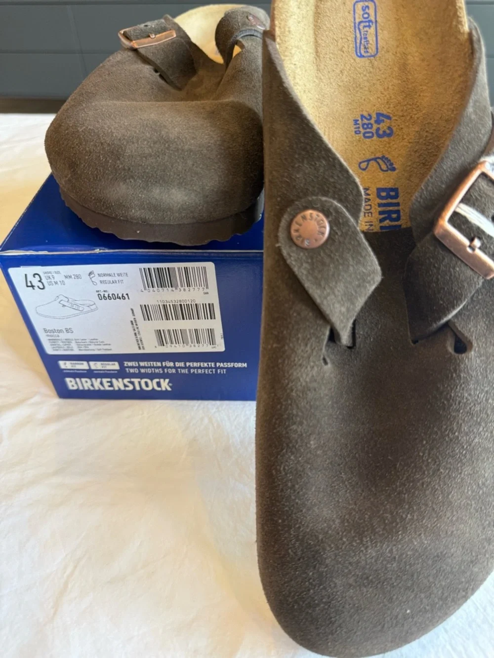 Birkenstock Boston Soft Footbed Clogs Mocha Suede EU 43 Regular NEW - Picture 5 of 10